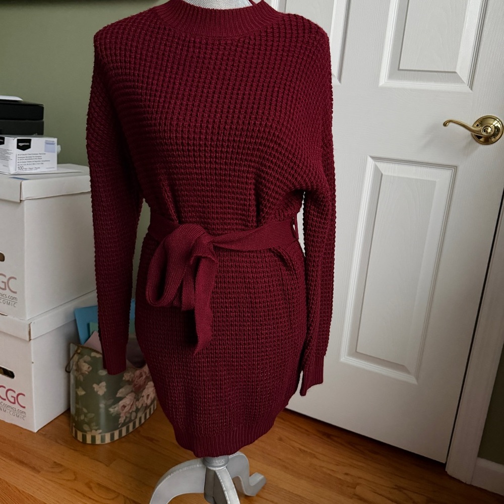 Elegant Burgundy Knit Dress